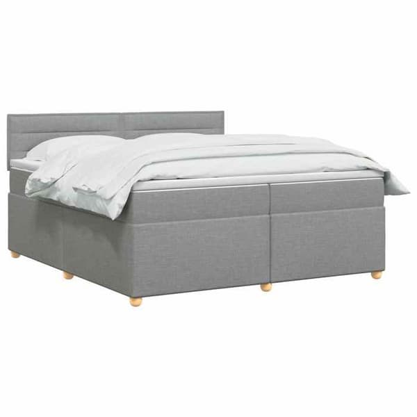 Maison Exclusive - Boxspring säng med madrass Ljusgrå 200 x 200 cm Tyg