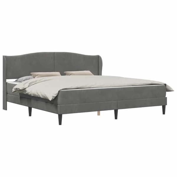 Maison Exclusive - Sängram med huvudgavel Mörkgrå 200 x 200 cm Sammet