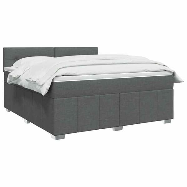 Maison Exclusive - Boxspring-sänky tummanharmaalla patjalla 140 x 190 cm Kangas Mörkgrå