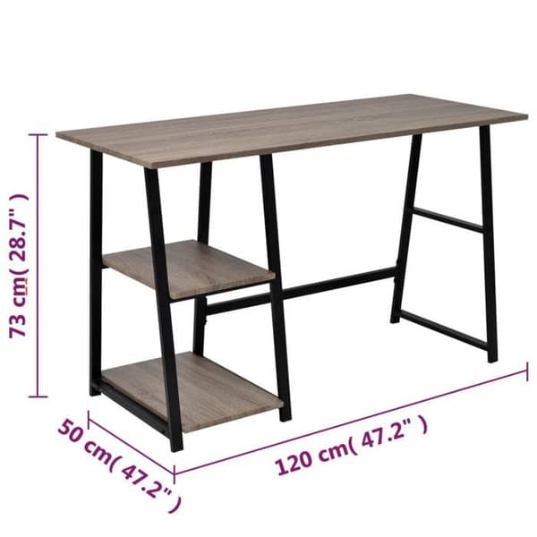 Kontor - Eksklusivt Hus - Grå og eg - 2 hylder - MDF + metal Grå och ek