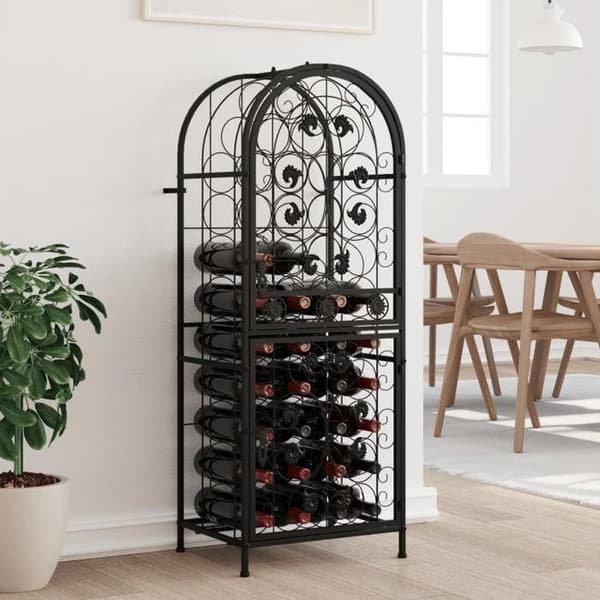 Flaskskåp - EXKLUSIV HEM - 41 flaskor - Svart - Låsbar - 45x36x120 cm Svart
