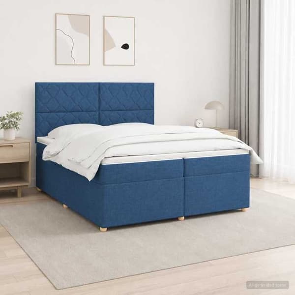 Maison Exclusive - Boxspring seng med madras Blå 200 x 200 cm Stof Blå