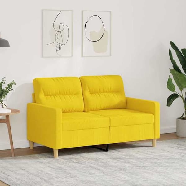 Maison Exclusive - Vaaleankeltainen 2-paikkainen sohva 120 cm Kangas