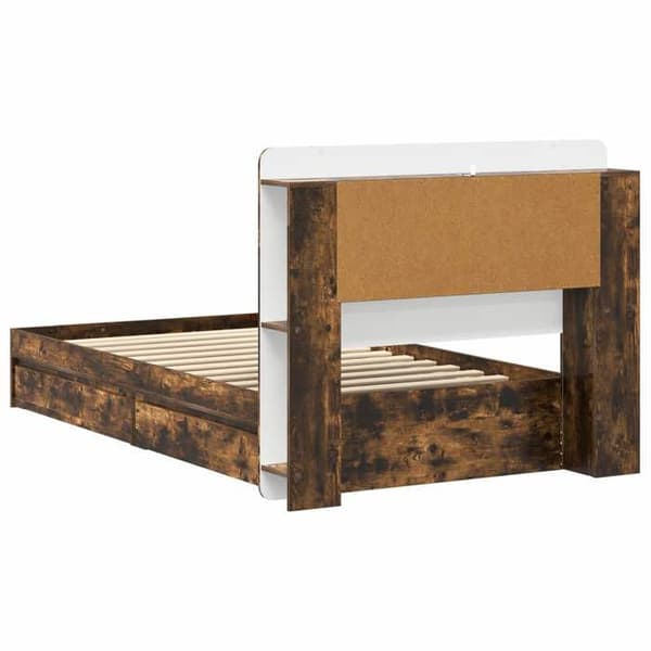 Maison Exclusive - Sängram med förvaring och låda i rökig ek 90 x 200 cm