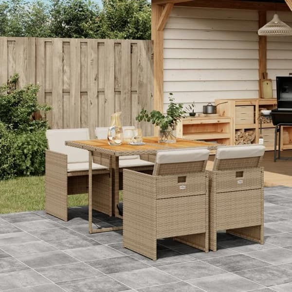 Maison Exclusive - Puutarhakalusteryhmä tyynyillä 5 kpl Beige polyrottinki