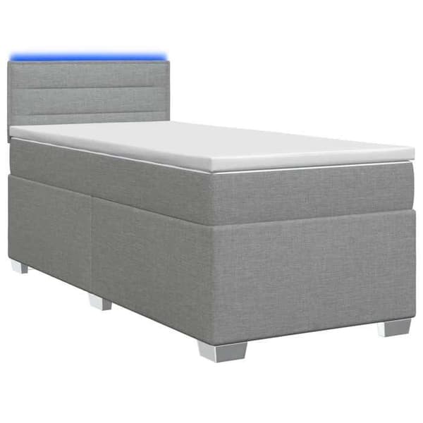 Maison Exclusive - Boxspring-säng med madrass och LED Ljusgrå Enkel Tyg