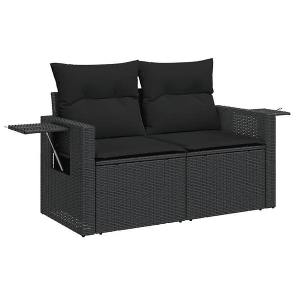Maison Exclusive - Trädgårdsmöbler 6 delar med svarta kuddar i flätad resin