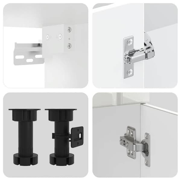 Maison Exclusive - Set med 4 köksmöbler "Lucca" i vit högblanka ingenjörsträ.