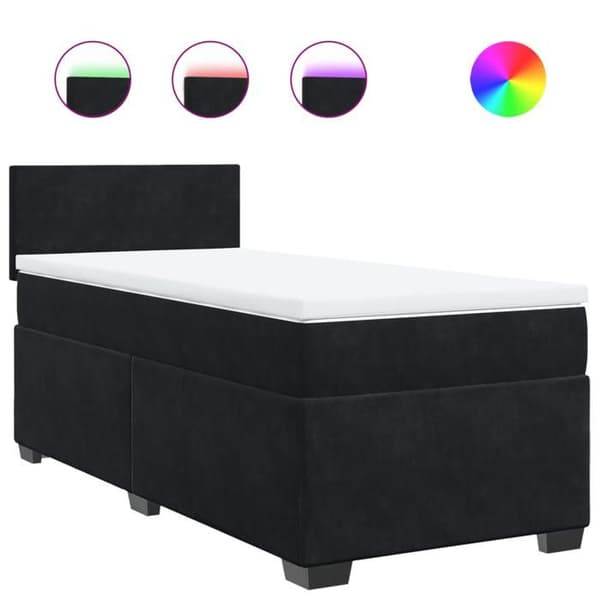 Maison Exclusive - Sengebund med lameller og madras Sort 90x190 cm Velour