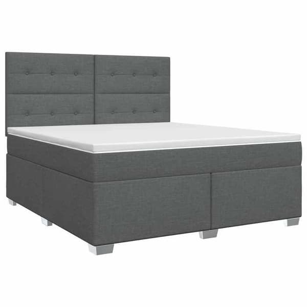 Sängram med madrass - EXKLUSIV HEM - Boxspring-säng - 160x200 cm - Mörkgrått tyg - Justerbart huvudgavel Mörkgrå