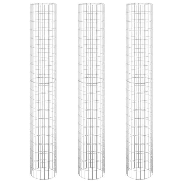 Gabionplanterare - Exklusivt Hem - Galvaniserat stål - Ø30x200 cm - Set om 3 silver-