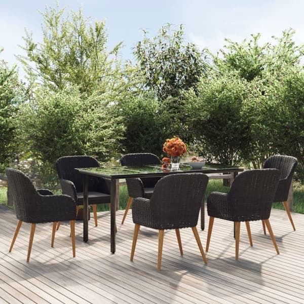 Maison Exclusive - Havemøbler sæt med puder 7 stk Sort Svart