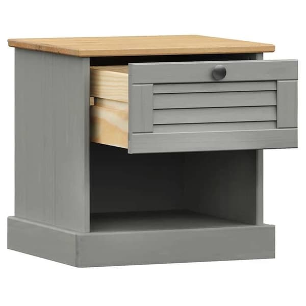 Maison Exclusive - VIGO harmaa yöpöytä 42x35x42 cm massiivipuusta