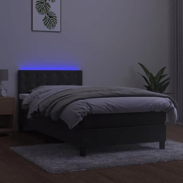 Maison Exclusive - Sängbotten med ribbor och madrass samt LED Grå mörk 90x190cm