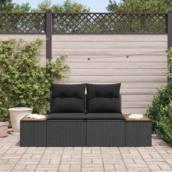 Trädgårdssoffa - EXKLUSIV HEM - 184 x 62 x 85 cm - Polyrotin - Stålram - 2 platser Svart