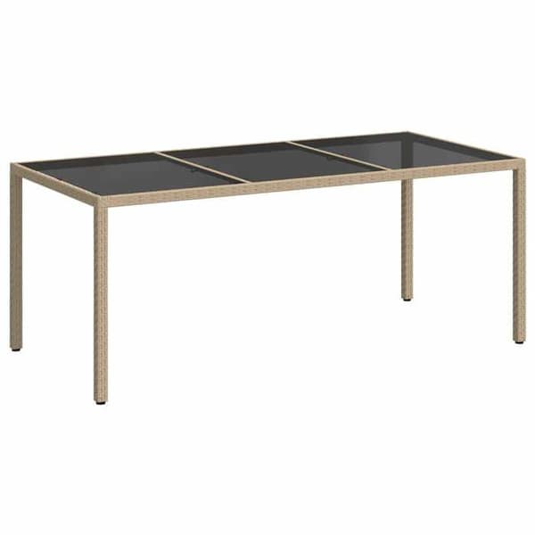 Maison Exclusive - Trädgårdsbord Beige 190x90x75 cm Härdat glas/flätad resin