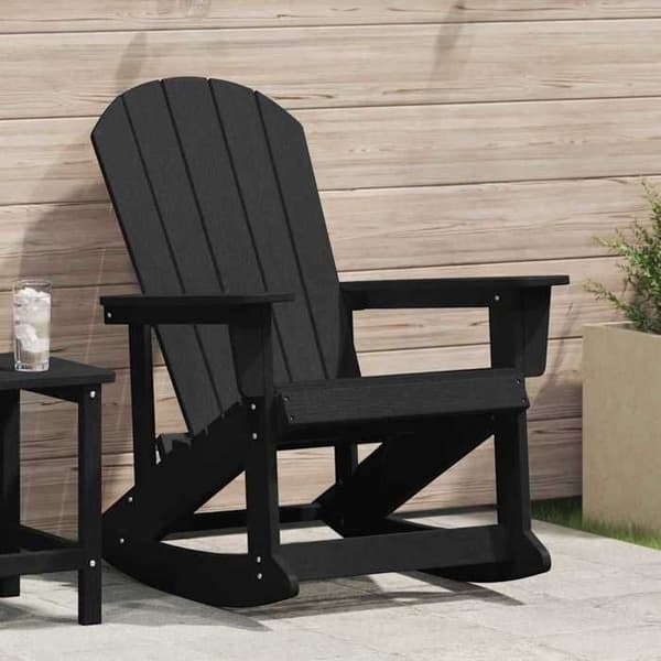 Maison Exclusive - Musta HDPE keinutuoli Adirondack