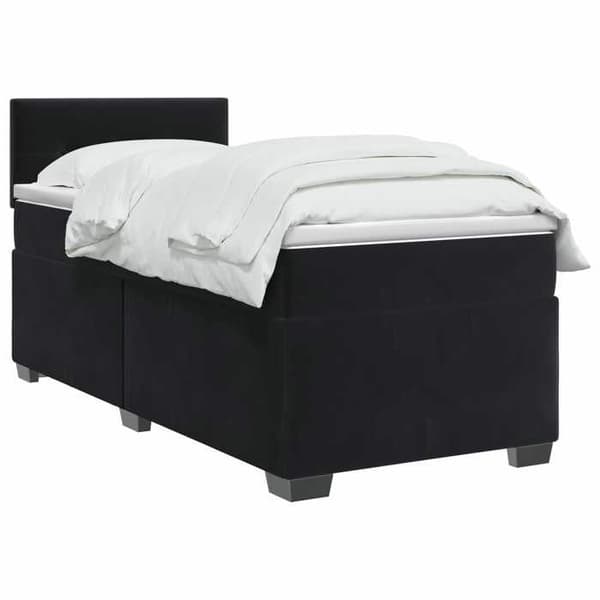 Maison Exclusive - Boxspring säng med madrass Svart 90 x 190 cm Sammet Svart