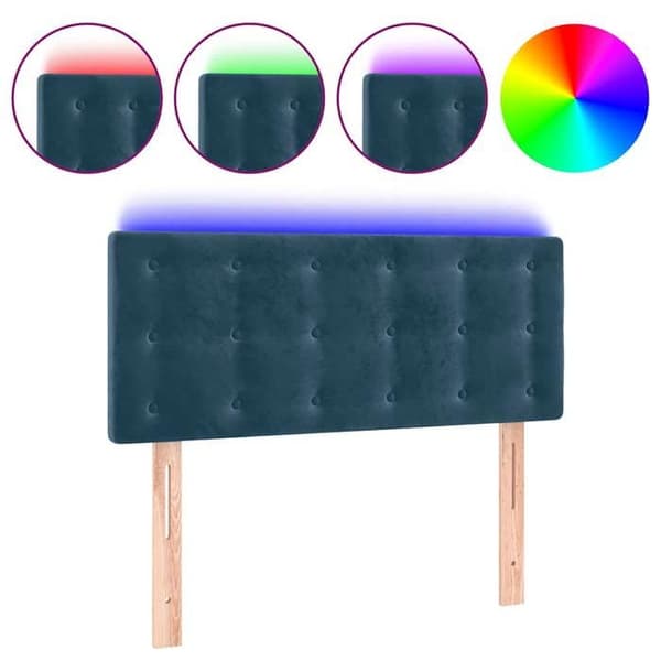Maison Exclusive - Sänggavel med LED Blå mörk 90x5x78/88 cm Sammet Mörkblå