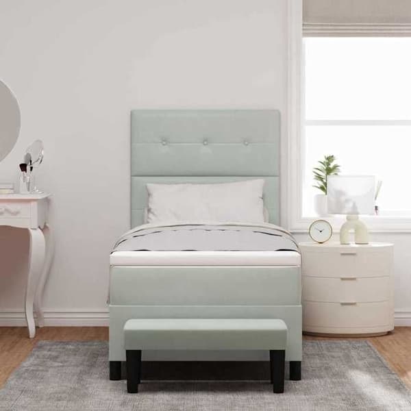 Maison Exclusive - Fjederseng med lys grå hovedgærde 200 x 100 cm Velour