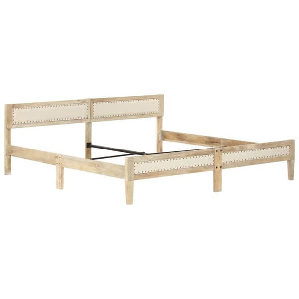 Sengestel - EKSKLUSIV HUS - Klassisk - Massivt mangotræ - Polstret hovedgærde - 200x200 cm