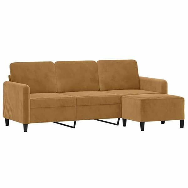 Maison Exclusive - 3-sitssoffa med fotpall Brun 180 cm Sammet
