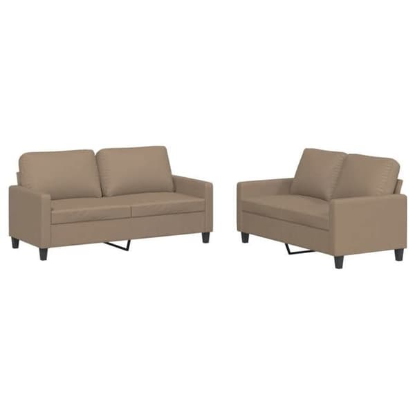 Maison Exclusive - 2 kpl:n sohvasetti tyynyillä, cappuccino keinonahkaa