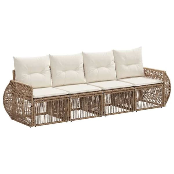Maison Exclusive - 4-delars trädgårdsoff-set i beige och krämvit