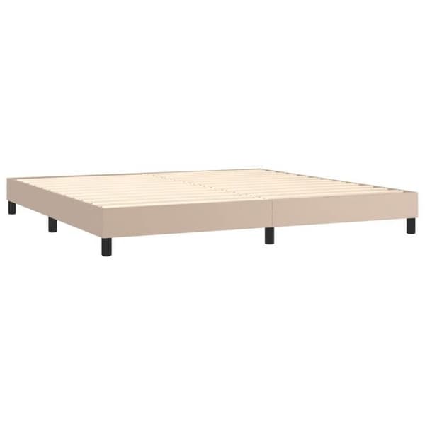 Maison Exclusive - Sengebund med lameller og madras Cappuccino 200x200 cm