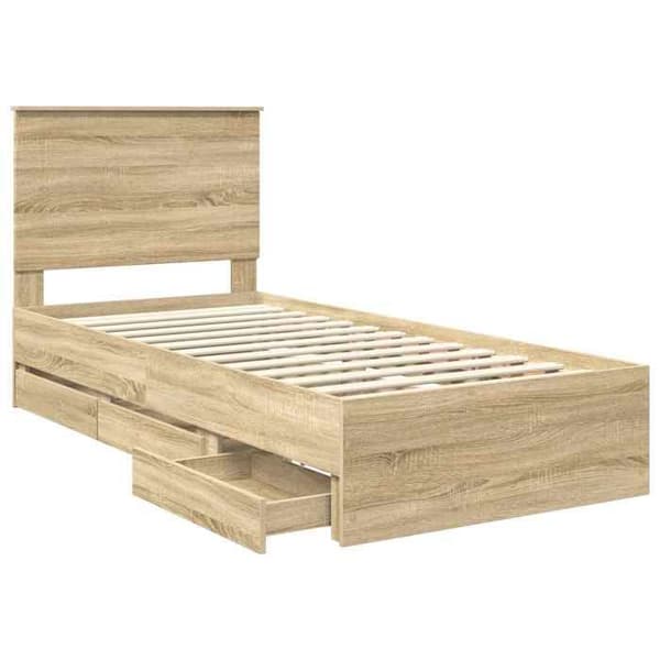 Maison Exclusive - Sängram Ek Sonoma 100 x 200 cm Ingenjörsträ Sonoma ek