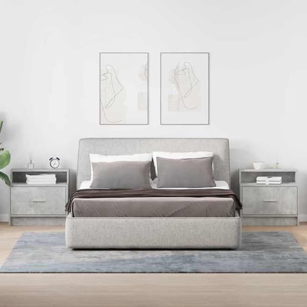 Maison Exclusive - Yöpöydät laatikolla 2 kpl betoni harmaa 51x31x47 cm