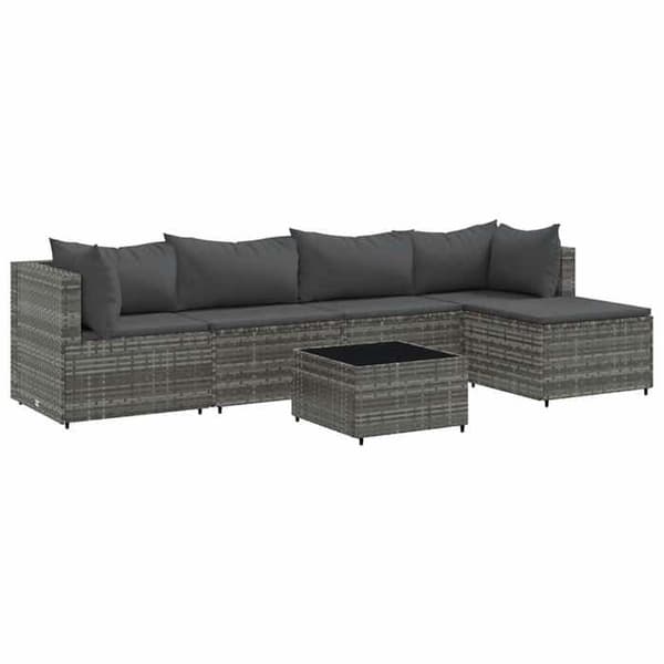Maison Exclusive - Trädgårdsmöbler 6 delar med kuddar Grå Flätad resin