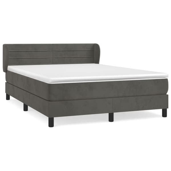 Maison Exclusive - Sängyn sälepohja ja tummanharmaa patja 140x190cm samettia