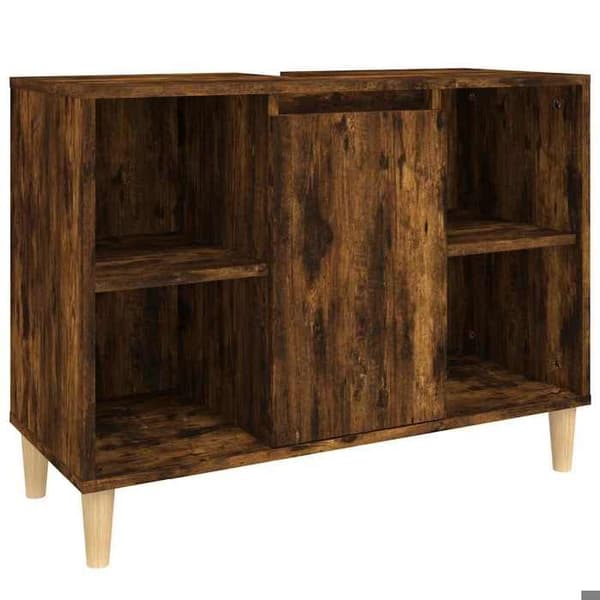 Maison Exclusive - Diskbänk i rökig ek 80x33x60 cm ingenjörsträ