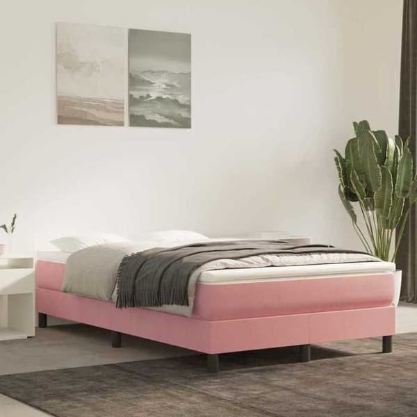 Patja - MAISON EXCLUSIVE - Vaaleanpunainen - 120x200 cm - Pussijouset - Sametti 20 cm