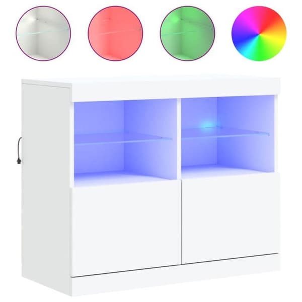 Maison Exclusive - Buffet med hvide LED-lys 81x37x67 cm