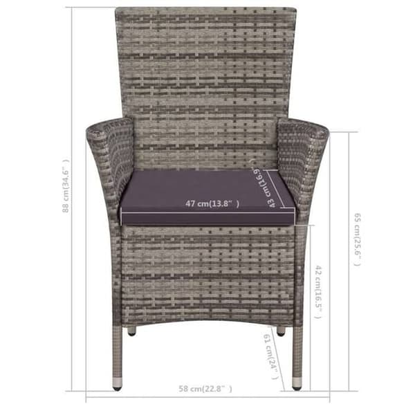 Ensemble bistro - EXKLUSIVT HUS - 3 delar - Flätad resin - Grå - Lätta stålramar Grå