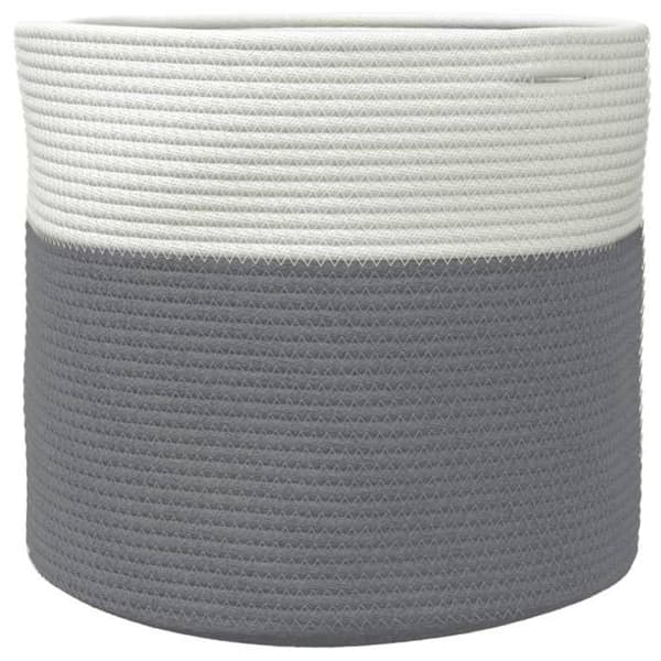 Maison Exclusive - Opbevaringskurv grå og hvid Ø40x35 cm bomuld Grå och vit