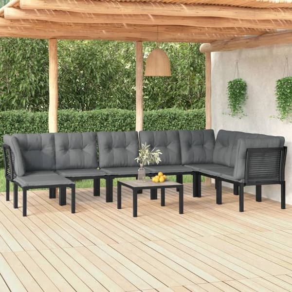 Maison Exclusive - Trädgårdsmöbler 9 delar svart och grå flätad resin