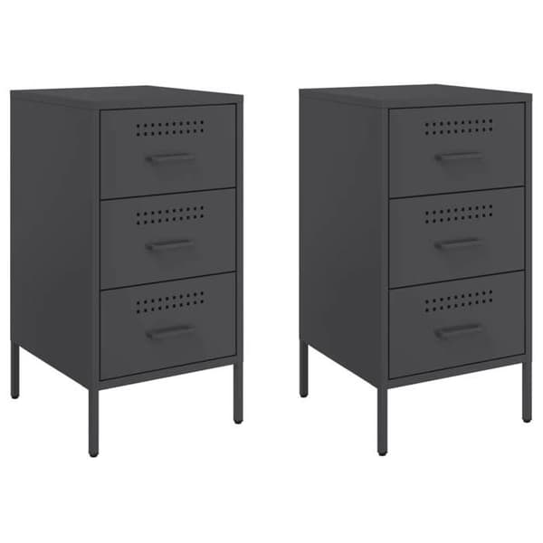 Maison Exclusive - Yöpöydät 2 kpl musta 36x39x68 cm teräs