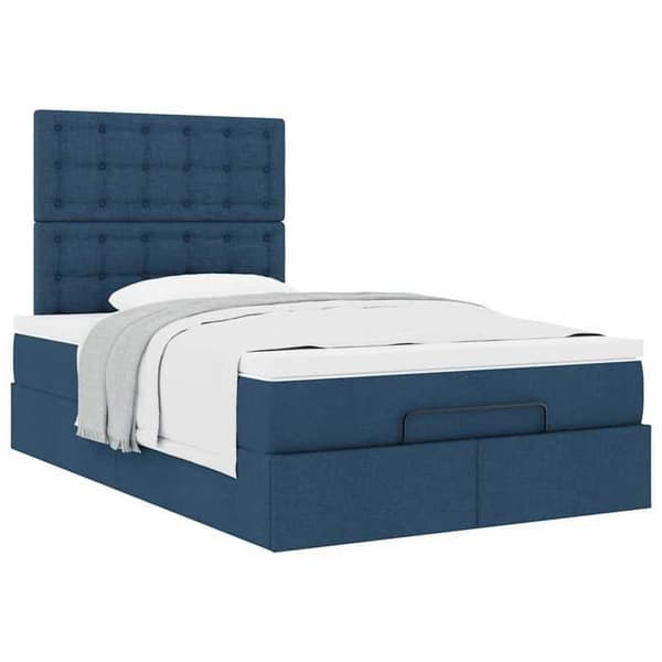 Maison Exclusive - Ottoman sänkyrunko sinisellä patjalla 120x190 cm kangasta Blå