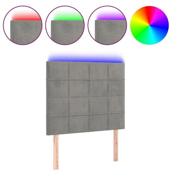 Maison Exclusive - LED-huvudgavel Ljusgrå 80x5x118/128 cm Sammet ljusgrått