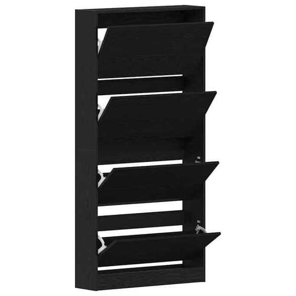 Skoopbevaring - EKSKLUSIV HUS - 80 x 21 x 163,5 cm - Ingeniørtræ - Sort - Svingdøre