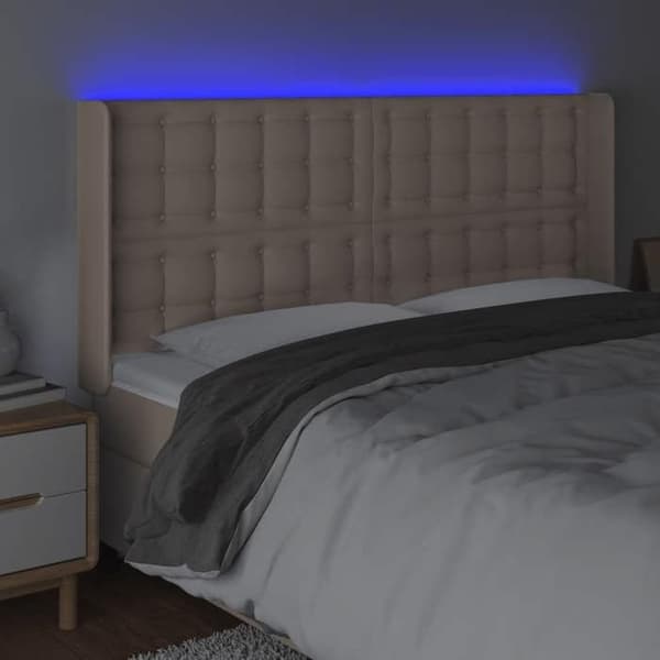 Maison Exclusive - LED Hovedgærde Cappuccino 147x16x118/128 cm Simil læder