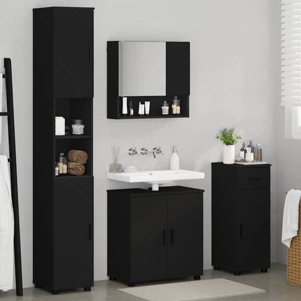 Maison Exclusive - Badeværelsesmøbel sæt 4 pc Sort 61 x 35 x 64 cm svart och brun