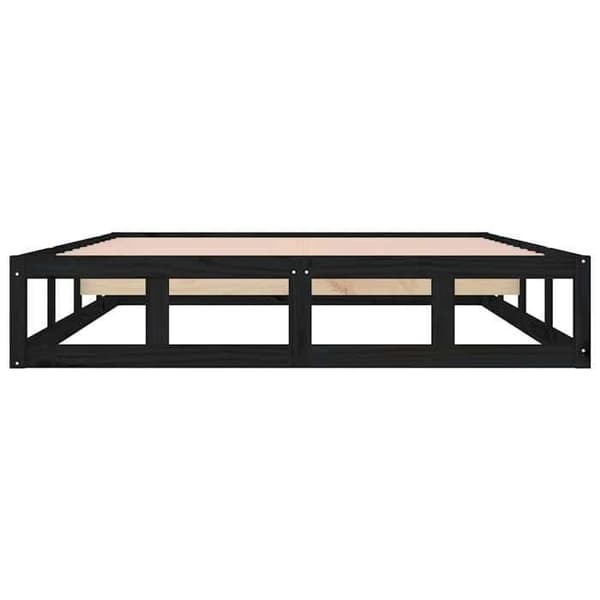 Sengestel - EKSKLUSIV HUS - 160x200 - Massivt træ - Sort - Lamelseng Svart