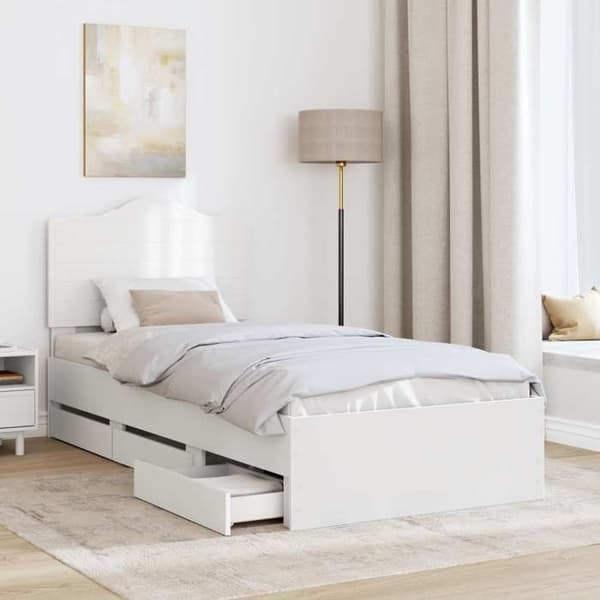 Maison Exclusive - Sängram med låda Vit 90 x 200 cm Ingenjörsträ
