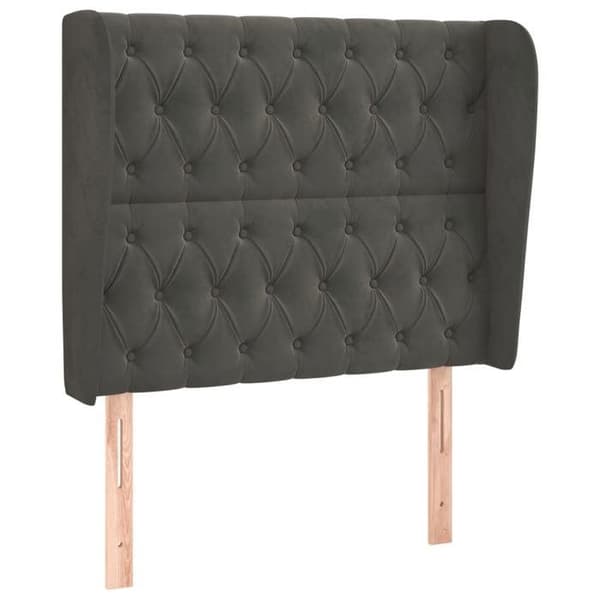 Maison Exclusive - Päätylevy korvilla Tummanharmaa 103x23x118/128 cm Sametti Mörkgrå