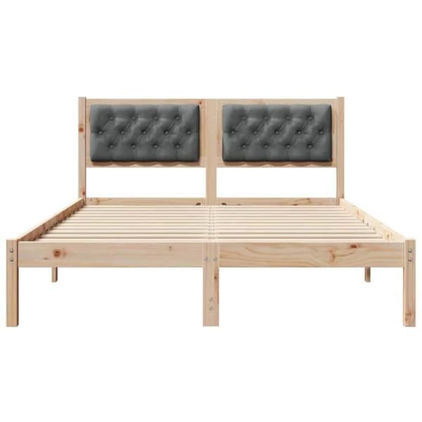 Maison Exclusive - Tummanharmaa sänkykehys 150 x 200 cm Massiivipuuta Mörkgrå