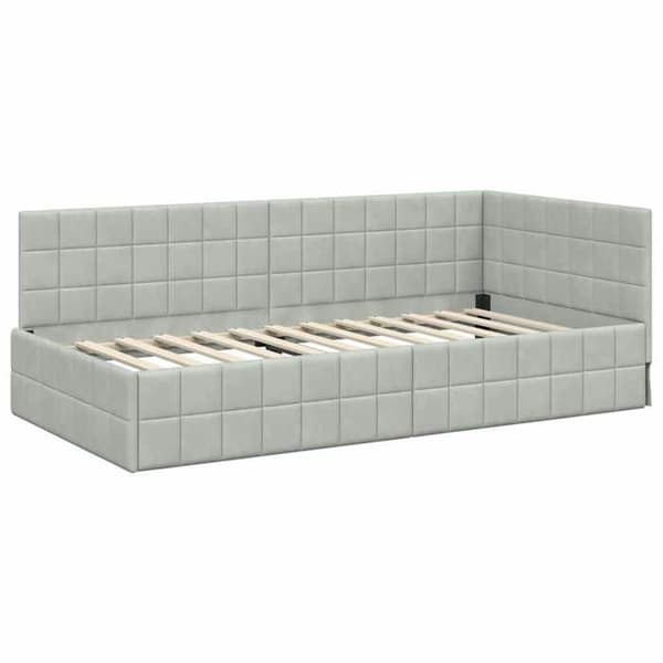 Maison Exclusive - L-formet sengestel Lys grå 100 cm x 200 cm Velour
